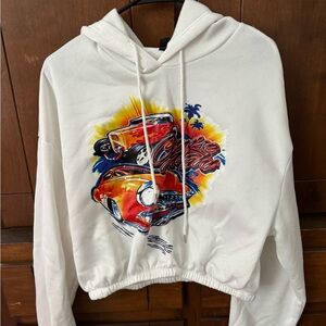 Shein crop white hoodie